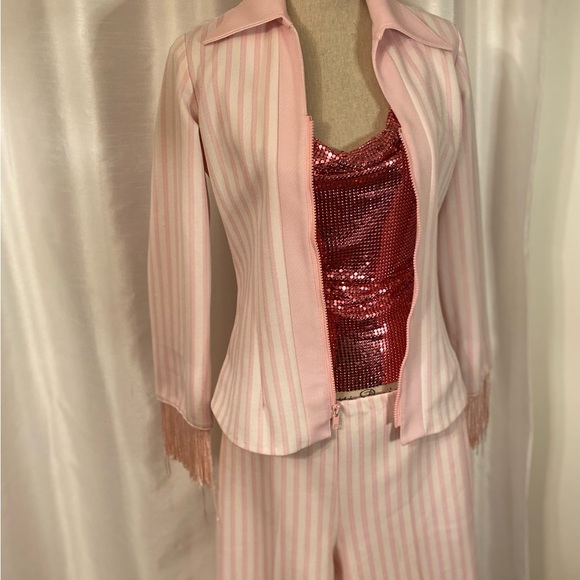 1970’s Vintage Disco Pink Suit with Fringe - Picture 12 of 14